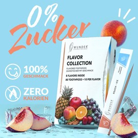 Wunder Toothpicks – Flavoured Toothpicks Trial Pack 80 pcs with Dispenser, Fresh Breath, Aromatic, Sugar-Free & Vegan, Portable Oral Care, Gum Alternative