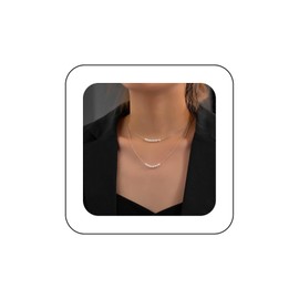 Cimenexe Bohemian Layered Pearl Necklace Choker Necklace Gold Pearl Pendant Necklace Round Pearl Necklace Minimalist Pearl Necklace Jewellery for Women and Girls Gifts, Zinc, No Gemstone