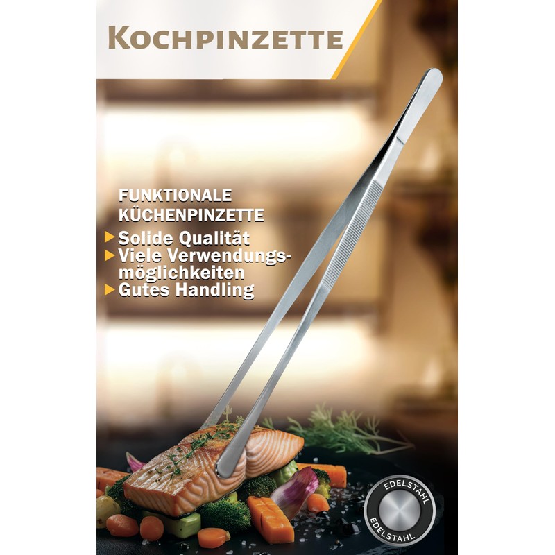 Menz Cooking Tweezers, 32 cm Long - Stainless Steel Cooking