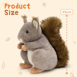 MorisMos 45cm tall squirrel cuddly toy XXL, giant squirrel soft toy, cute squirrel birthday for children(45cm)