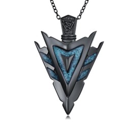 Cargari Arrowhead Necklace for Men, 925 Sterling Silver Turquoise Arrow Pendant Necklace, Viking Necklaces Turquoise Arrowhead Jewelry Gift for Men Women