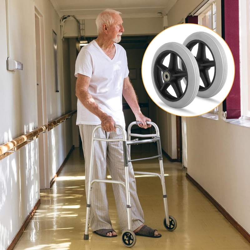 MUXHEL 4 Pcs Walker Wheels Replacement 6 Inch Solid Wheelchair