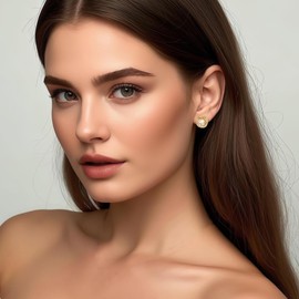 Pearl Stud Earrings for Women - Gold Shell Back Earrings with Pink Cultured Pearls, Elegant Jewellery Gift