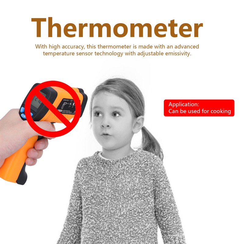 GM550 Infrared Thermometer Handheld Temperature Tester Digital NonContact Thermometer(Orange Yellow