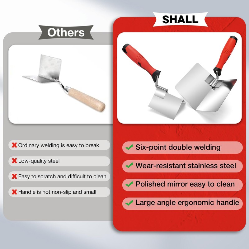 SHALL Stainless Steel Corner Trowel Set, Inner & Outer Angled