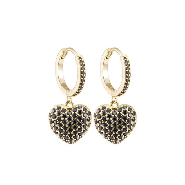 Heart Dangle Hoop Earrings for Women, Hypoallergenic Rose Gold and