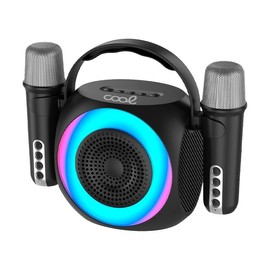 Cool Universal Bluetooth Speaker Music 6W Mini Karaoke Party + 2 Microphones Black