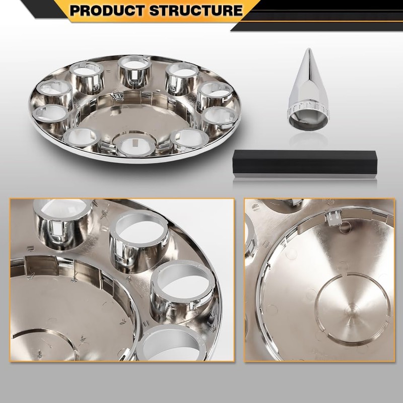 CNNELL Chrome Front Axle Complete Wheel Cover Set with Hub