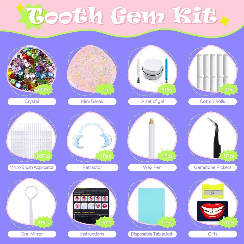WATRZ Teeth Gem Kit,Tooth Gems Kit for Teeth DIY Crystals
