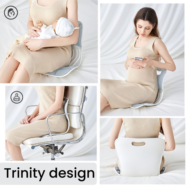 Ergonomic Lumbar Support Cushion, Silver,44.5mm x 410mm x 340mm, Standard