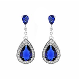 Tuscany Silver Women's Sterling Silver Cubic Zirconia 11 mm x 29 mm Tear Drop Earrings, Silver, Cubic Zirconia