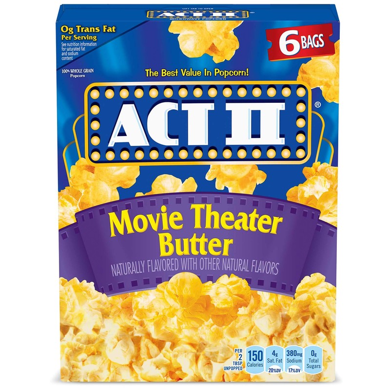Act II Movie Theater Butter Microwave Popcorn, 2.75 oz., 6-Count