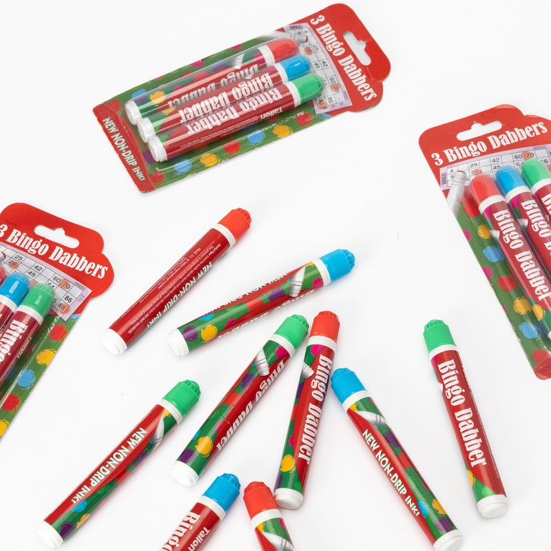 evelay Bingo Dabbers and Board Set - 3 Colorful Dabbers