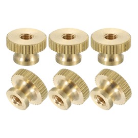 uxcell Knurled Thumb Nuts, 6Pcs M4 x D12mm x H8mm Brass High Head Through Hole with Collar High Head Through Hole Round Knobs Fasteners for 3D Printer Parts, Machine Tools