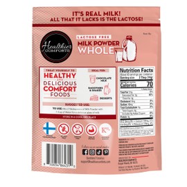 Healthier Comforts Lactose Free Whole Milk Powder | Non-GMO, rBST Hormone Free, Kosher, Gluten Free, No Fillers | Baking, Coffee Creamer, Shakes, Pantry Staple, Camping | Makes 2.5 Gallons (21 oz)