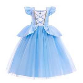 Lito Angels Princess Cinderella Fancy Dress Up Costume Party Ball Gown for Kids Girls Age 8-10 Years, Blue (Tag Number 150)