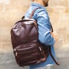 Hamosons – Large leather backpack size L / laptop backpack up to 15.6 inches, leather, chestnut brown