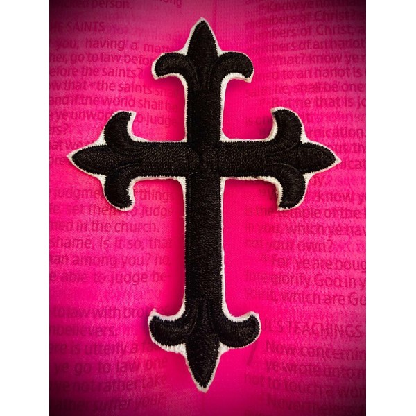 Unbranded Black Embroidered Iron On Cross Applique Christian Jesus DIY