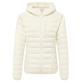 wantdo Women's Quilted Winter Coats Lightweight Down Jackets (Beige, XX-Large)
