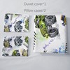 AILONEN Monster Trucks White Duvet Cover Set Queen Size, Tie