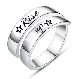 Jvvsci Rise up Spiral Wrap Twist Ring, Hamilton Musical Inspired Star Gift, Inspiration Motivation Jewelry,Theater Gift