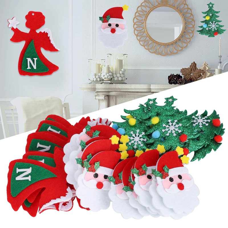 30Pcs Christmas Tree Felt Wall Hanging Door Murals Kids Gifts