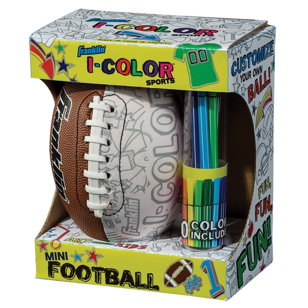 Franklin Sports iColor Mini Football - Custom Color Youth Junior Football with Markers Included - Design Your Own Football for Kids + Toddlers