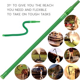 Bernini FlexEnd Garden Wand, Flexible Hose Sprayer with Fireman Nozzle for Versatile Watering and Cleaning - 31" Reach, Forest