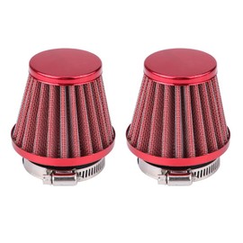 ETOPARS 2 x Red Motorcycle Air Filter Universal Motorcycle Air Intake Filter Kit 48 mm 49 mm 50 mm Car Intake Air Filter Air Filter Induction Carburettor Offroad