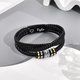 CheersLife Gift for Son Leather Bracelet Men An My Son Bracelet for Son 18th Birthday Boy Gift Ideas Cool Bracelets Courage Gift for Boy Son Gifts from Mum Dad, Leather Stainless Steel, Bead