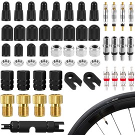 Bicycle Valve Adapter Set Valve Caps Bicycle French 39 Pieces Bicycle Valves Schwalbe Click Valve Key French Valve for Schwalbe Click Valve Conversion Bicycle Valve