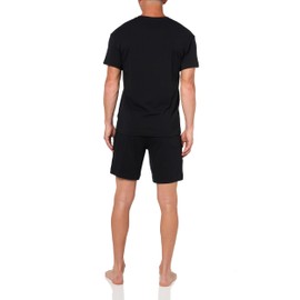 HUGO, Logo Outline Cotton T Shirt and Shorts Set, black leather, L