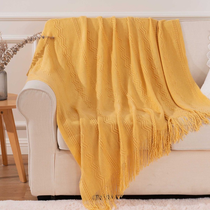 BATTILO HOME - Manta de punto suave, ligera, con textura