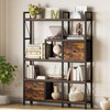 CHOEZON Corner Bookshelf, 5-Tier L-Shaped Bookcase with Drawers and Storage