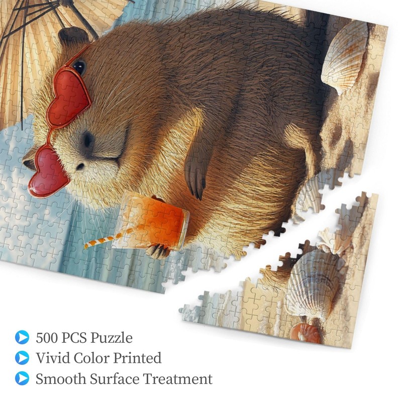 MA6GE8DE Beach Vacation Capybara Jigsaw Puzzles 500 PCS,Enjoy The Puzzle
