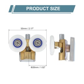 uxcell 26mm Shower Door Rollers, Sliding Shower Doors Wheels 304 Stainless Steel Bottom Wheels with Anti-Collision Block & Screws for Glass Doors 6mm Copper