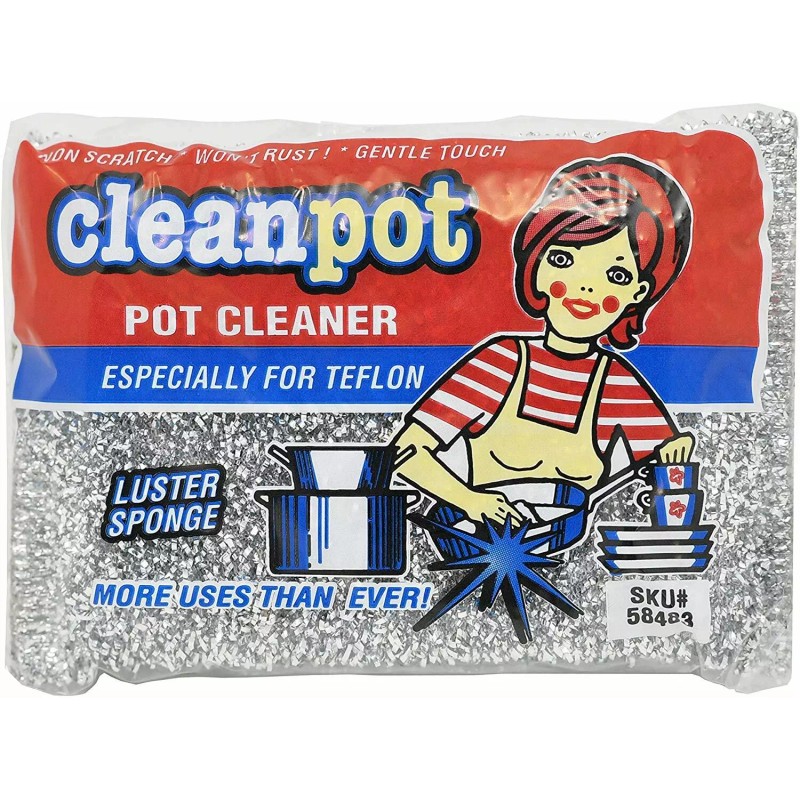 Cleanpot Metallic Pot Cleaner Teflon Scrubber Luster Sponges - Set