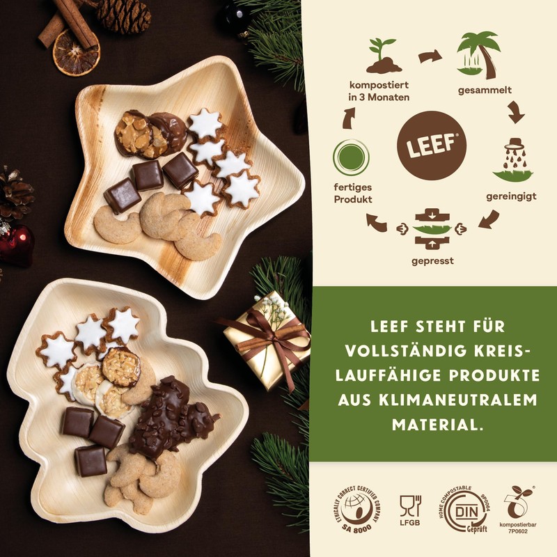 Leef 15 x Palm Leaf Plate Star Decoration and Snack