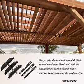 Explranltec Louver Bracket Kit, Deck Sunblind System, Shutters Hardware System for Windows Garden, Complete Kit up to 22 Boards (48'') Black 2 Pack