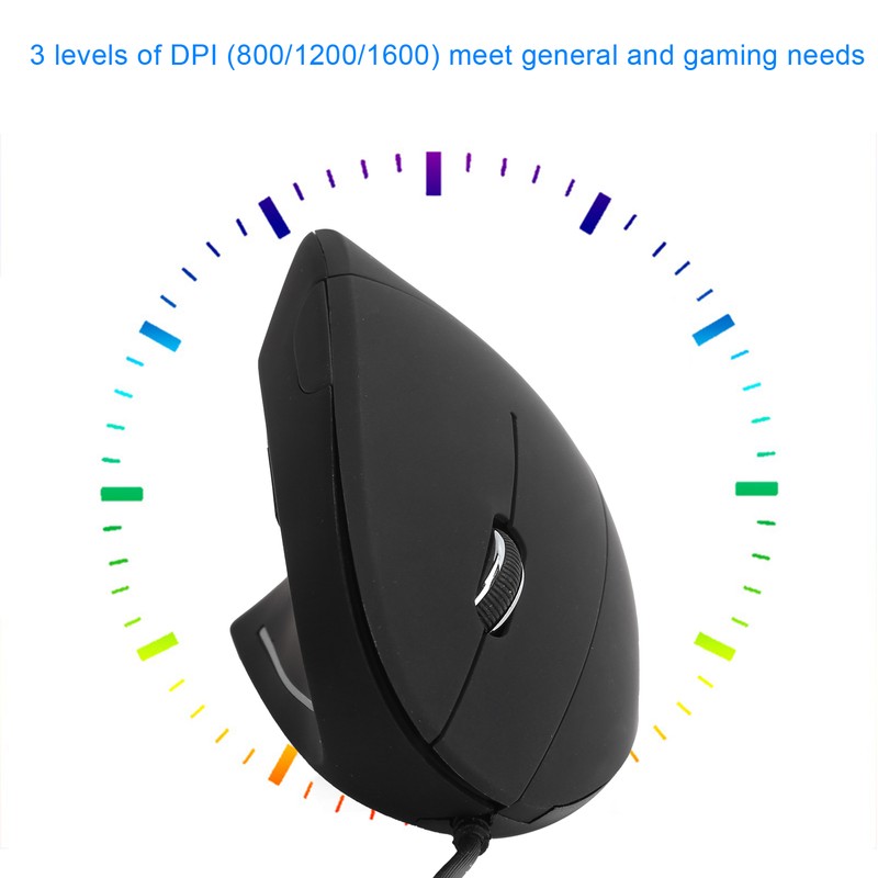 Wired Left Hand Mouse Vertical Ergonomic 800/1200/1600DPI USB Optical for