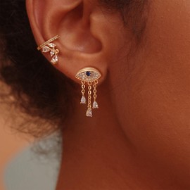 Fettero Gold Earrings for Women Delicate Dainty Earrings | 14K Gold Plated Stud Earrings Trendy Handmade Butterfly, Spike Heart, Flower, Cross, Evil Eye Stud Earrings Ligthweight Hypoallergenic