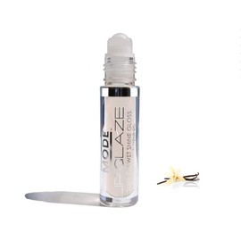 MODE Lip Glaze Madagascar Vanilla Bean Flavored Lip Gloss, Roll On Wet Shine, Hydrating Moisturizing Sweet Almond, Areni Noir, Wild Rose Natural Skincare Fruit Oils - Vegan, No Cruelty, NY Made, 4ml