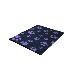 Vet Fleece Bedding | Vet Bed Original Non-Slip | for Puppys and Dogs | Manufactured in our British Mill| 30" x 24" (0.75m x 0.60m) Charcoal with Lilac Multi-Paws | Quick Drying | Washable | Dog Bed