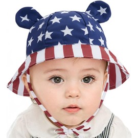 Zando Baby American Flag Bucket Hat Infant 4th of July Sun Hat Toddler Red White and Blue Bucket Hats Patriotic USA Bucket Hat Baby Sunhat 6-12 Months for Boys and Girls American Flag 6-12 Months