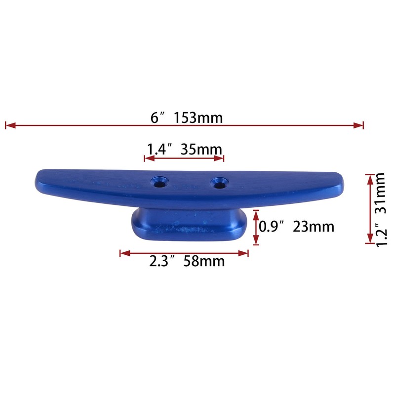 6in Dock Cleats Aluminium Marine Open Base Deck Mooring Rope
