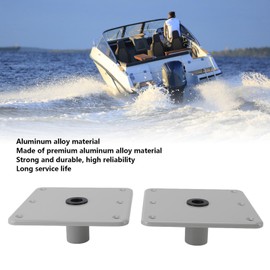 Boat Seat Base, 2 Pieces 7 Inch x 7 Inch Heavy Duty Boat Swivel Seat Base with 3/4 Pin Post Socket and 6 Screw Holes Aluminium Seat Base without Thread for Marine