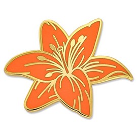 PinMart Orange Tiger Lily Flower Boutonniere Enamel Lapel Pin - 25 Pack