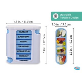 7 Day Pill Box Organizer, Hard Case with Embedded Magnet, 7 Stackable Trays, Perfect for Travel and Home Use.