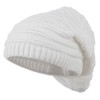 Stripe Patterned Deep Vintage Beanie - White OSFM