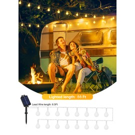 Brightown Solar Lights Outdoor Waterproof, 66Ft 200 LED Globe Solar String Lights for Outside, 8 Modes Outdoor Solar Lights for Yard Balcony Patio Tree Canopy Party (Warm White)